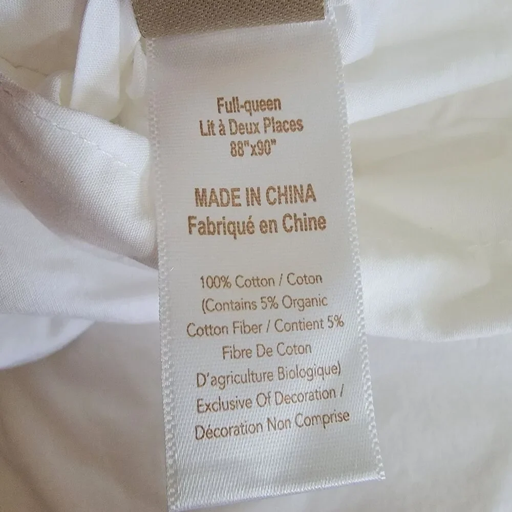 Pottery Barn Teen Full Queen Mixed 3 Pc Duvet & Shams White Gray Dot Embroidered